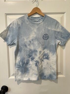 Youth Vans Light Blue & White Tie-Dye Spiral Logo Parks Project Tee